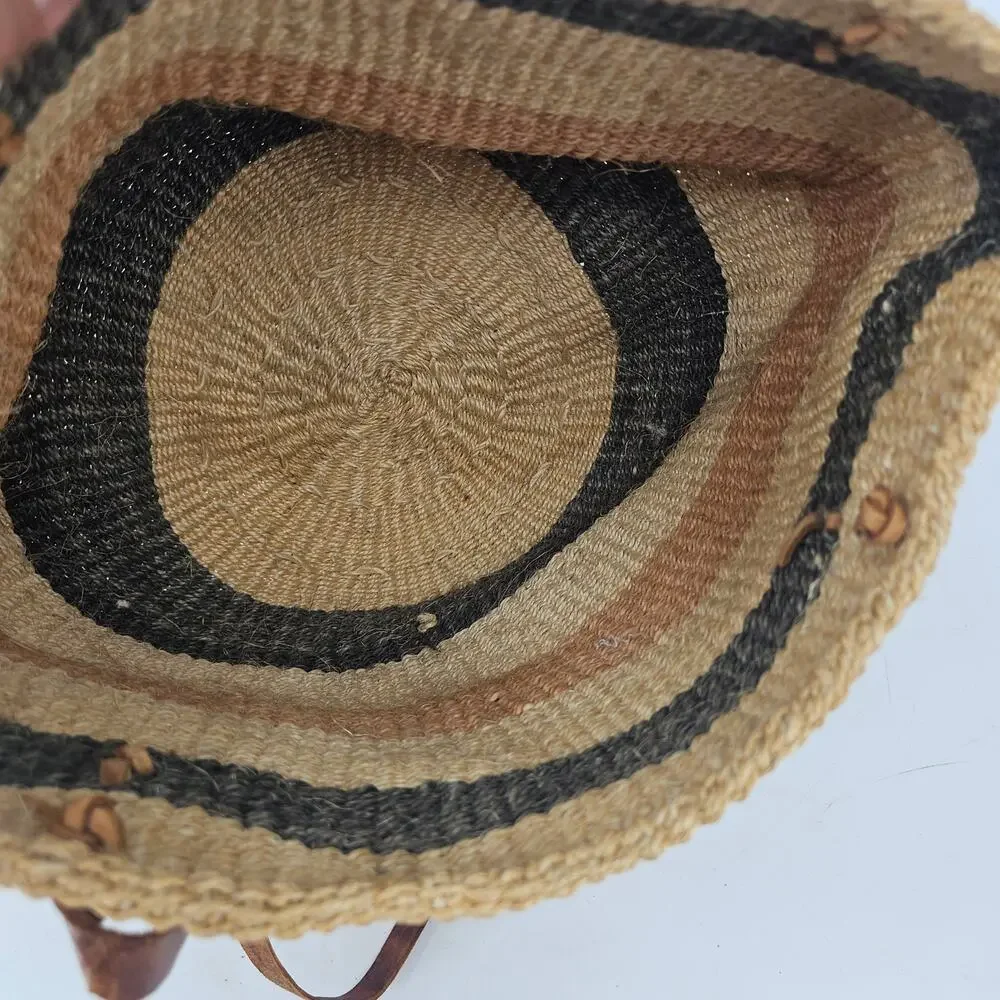 Vintage Large Handwoven Sisal Tote Kiondo Bag Eco-friendly Sustainable Boho
